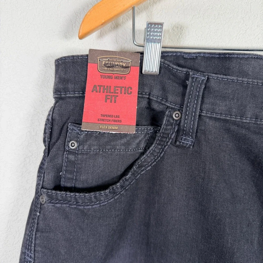 Foundry Athletic Fit Jeans Mens Actual 40x32 Black Flex Denim Tapered Leg